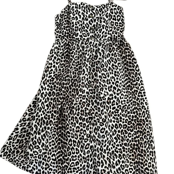 H & M Animal Print Midi Boho beach Linen Blend summer comfort dress - Picture 1 of 5